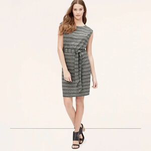NWOT LOFT Striped Linen Tie Waisted Dress
